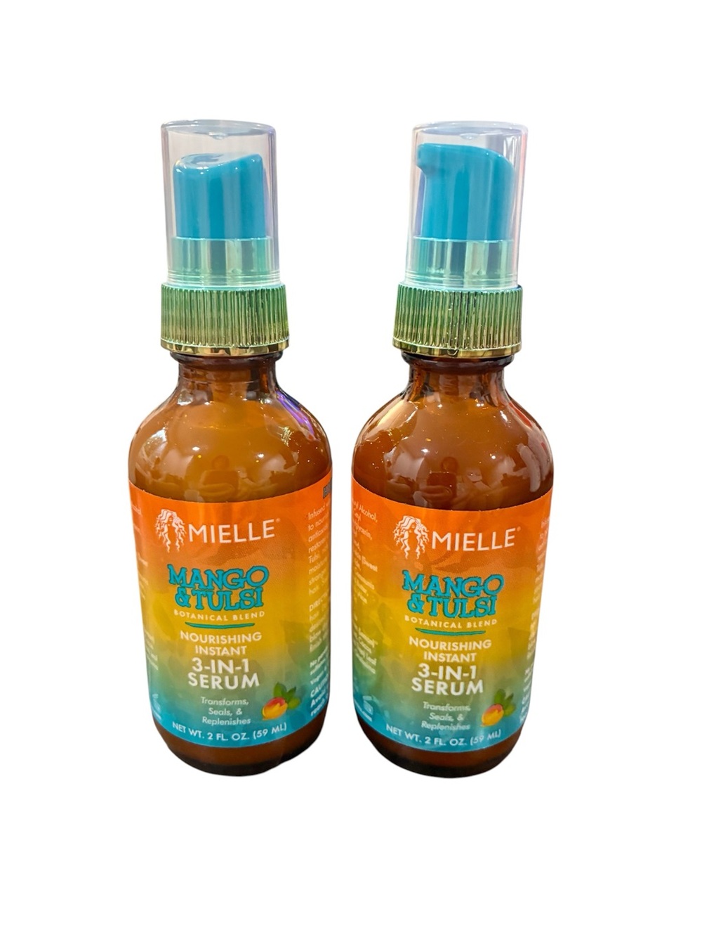Mielle Mango & Tulsi Nourishing 3-in-1 Serum — Blue Pump
